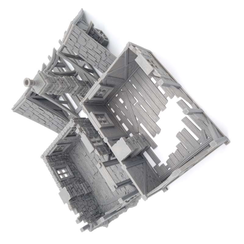 House Ruin 05 – Frostguard Town Large Ruined House (3 Parts) – 28–32mm Terrain