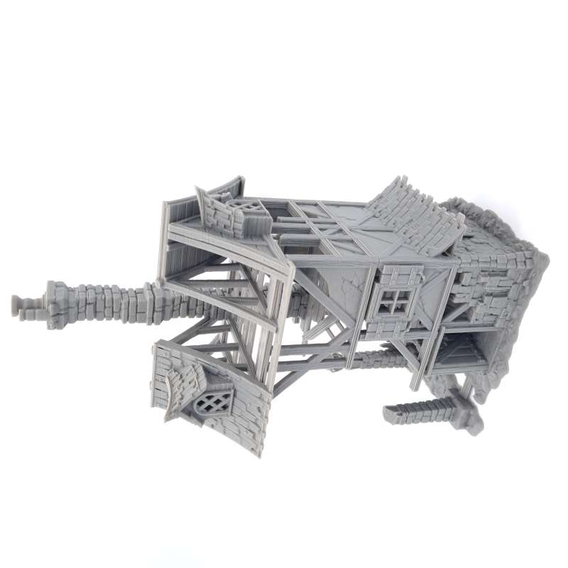 House Ruin 06 – Frostguard Town Tall Ruined Tower House (4 Parts) – 28–32mm Terrain