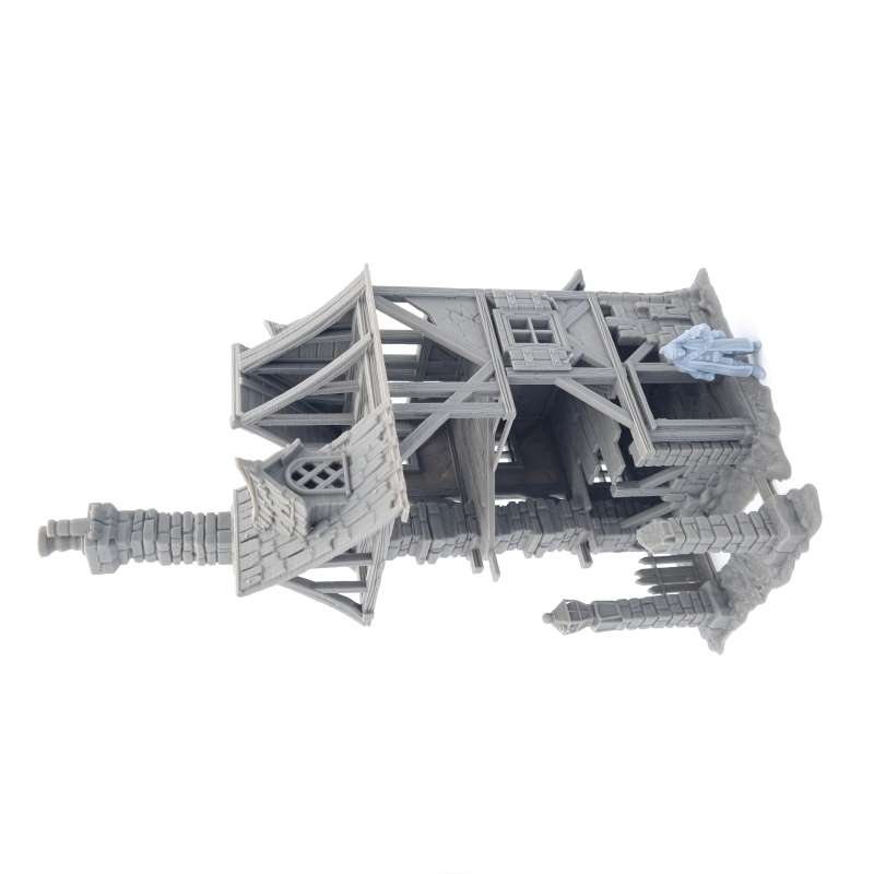 House Ruin 06 – Frostguard Town Tall Ruined Tower House (4 Parts) – 28–32mm Terrain