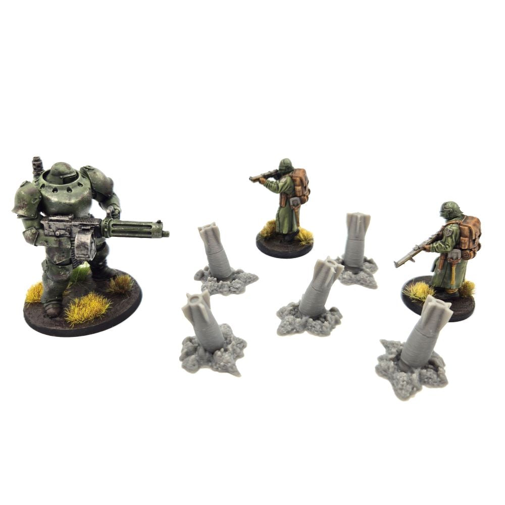 Fallen Bombs – Set of 5 – 28mm Tabletop Terrain | Battlefield Scatter