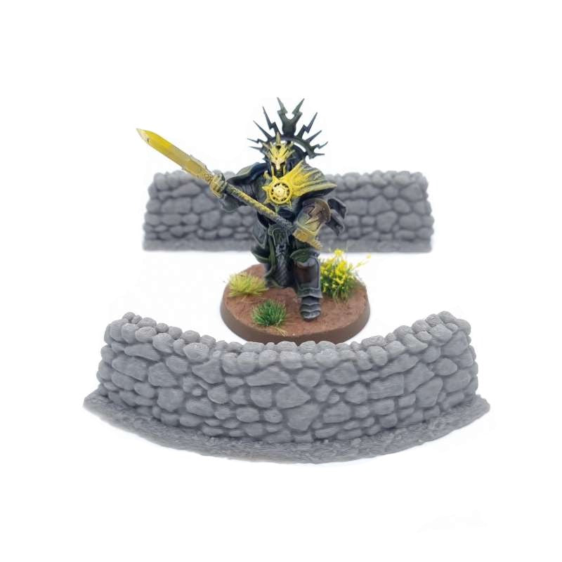 2x Rustic Stone Fence QP3D Wargames