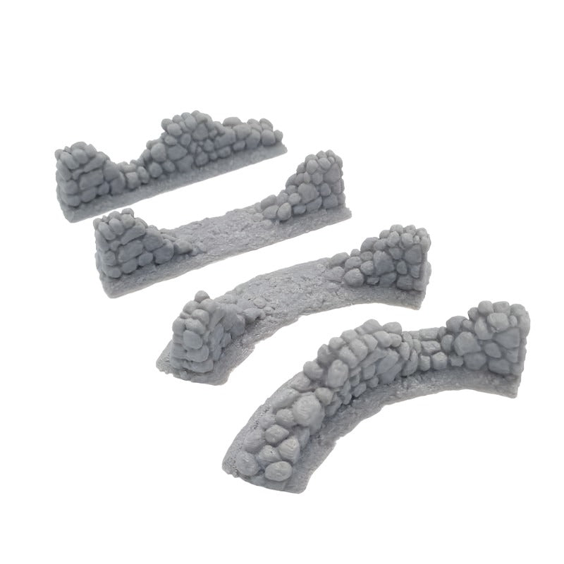 4x Ruined Rustic Stone Fence QP3D
