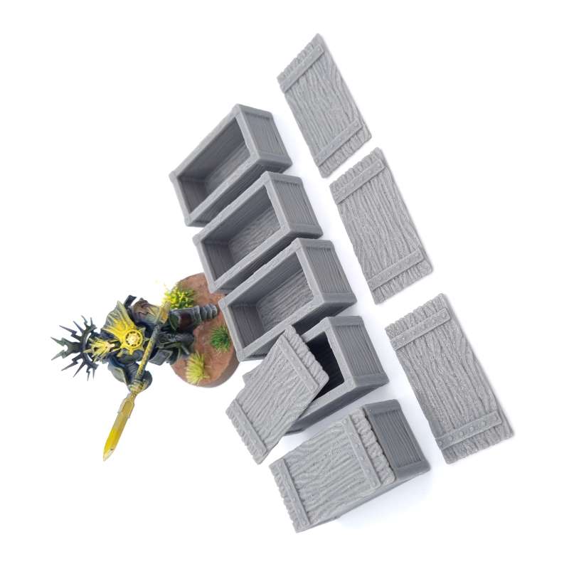 5x Wooden Rectangular Box QP3D Wargames