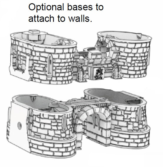 Barbican Gate Wall - Building with Modular Castle Wall Connection QP3D Wargames