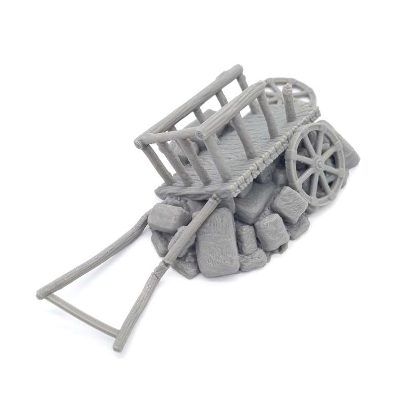 Broken Wooden Farm Cart Front View