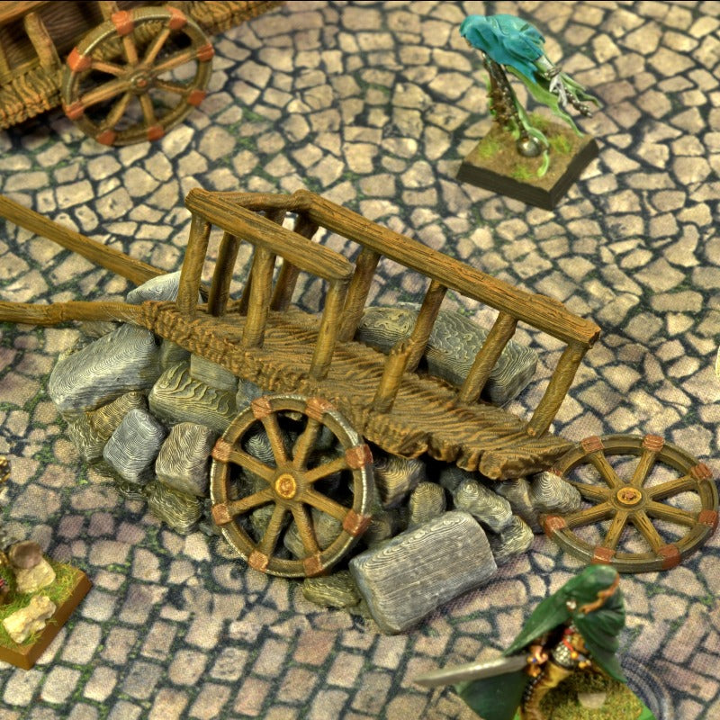 Broken Wooden Farm Cart QP3D