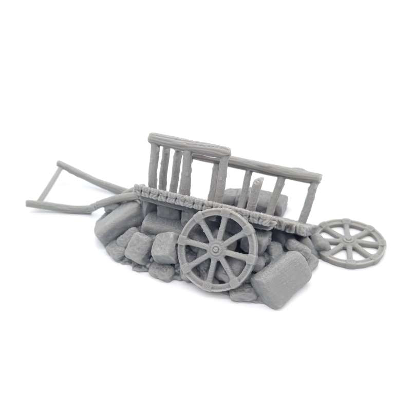 Broken Wooden Farm Cart Side View 2