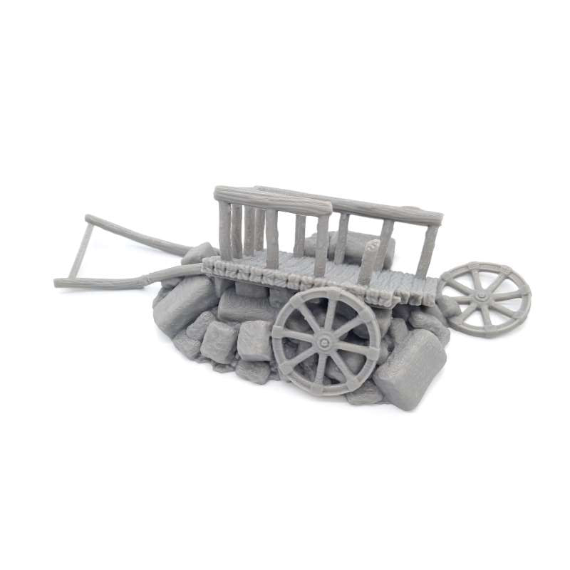 Broken Wooden Farm Cart Side View