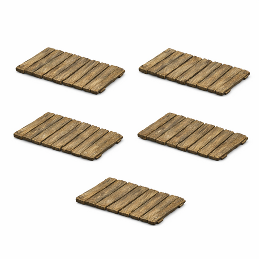 Short Plank Gangways – Set of 5 – 28mm Tabletop Terrain | Modular Walkways
