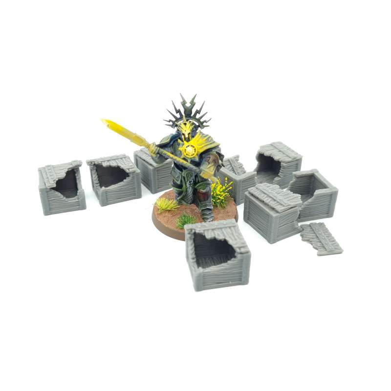 Damaged Square and Rectangular Boxes QP3D Wargames