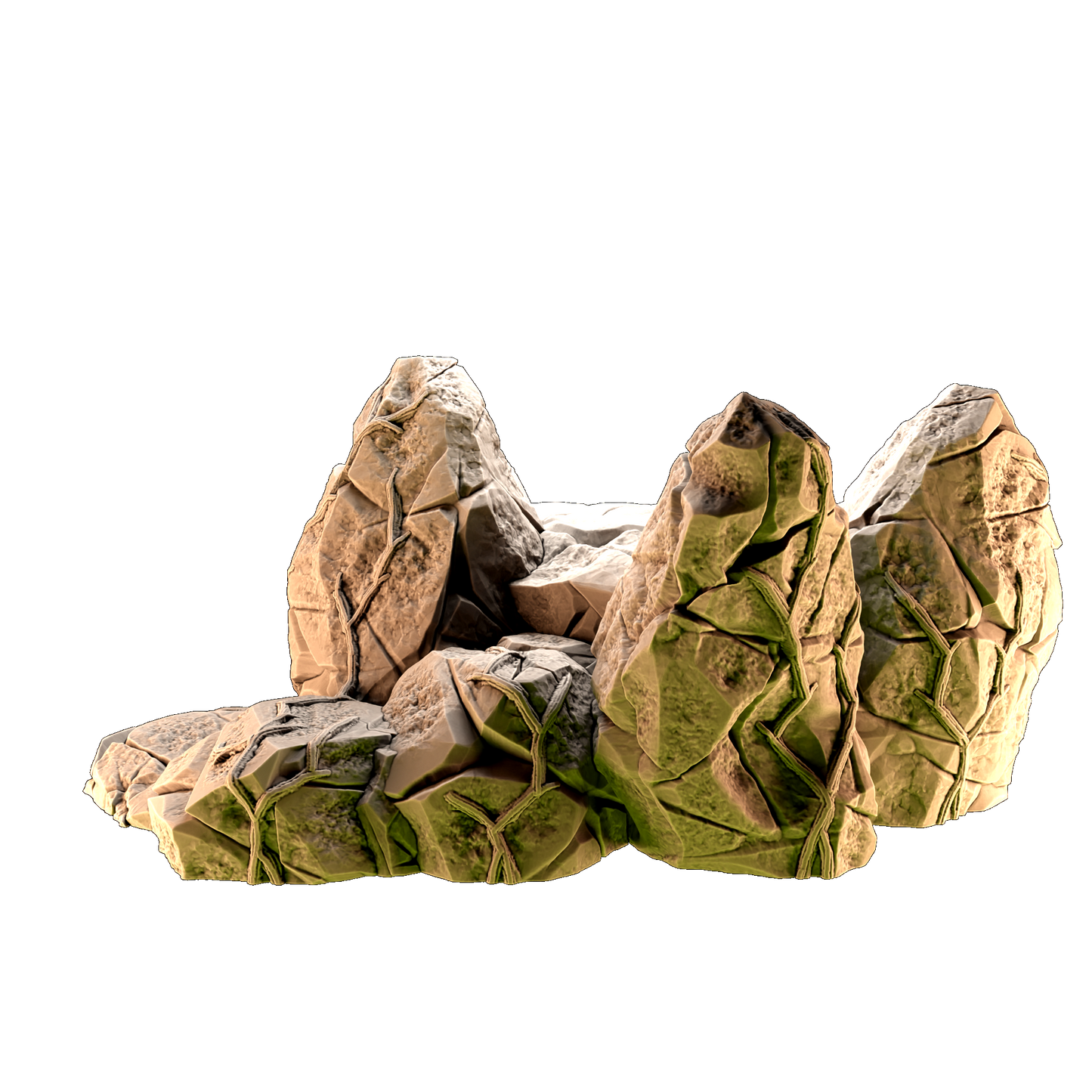 Jagged Rocks Scatter Terrain Side View 3