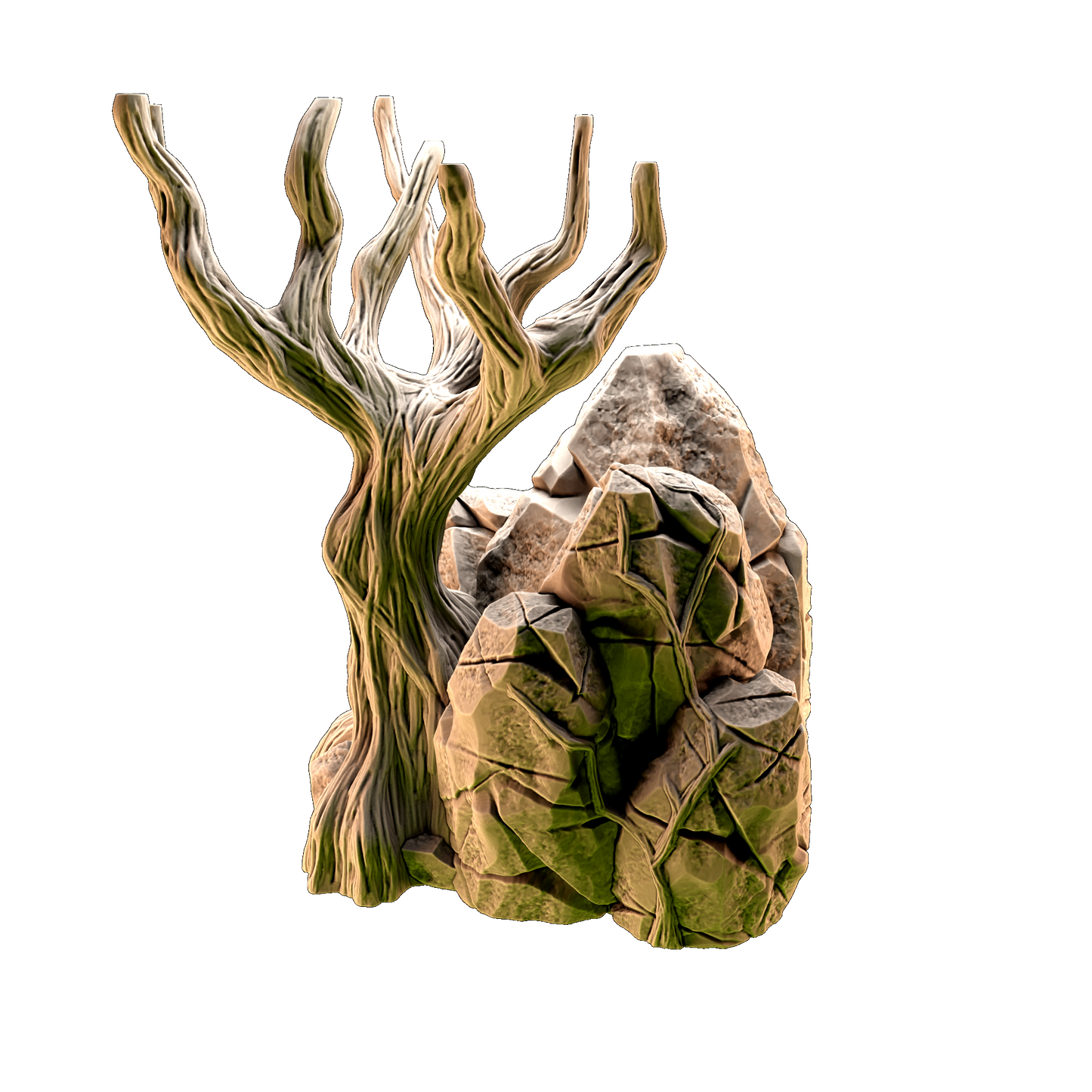 Jagged Rocks Scatter Terrain Rock with Tree