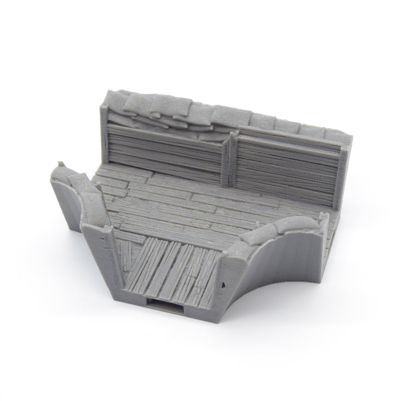 T-section trench piece with stairs for immersive battlefield setups