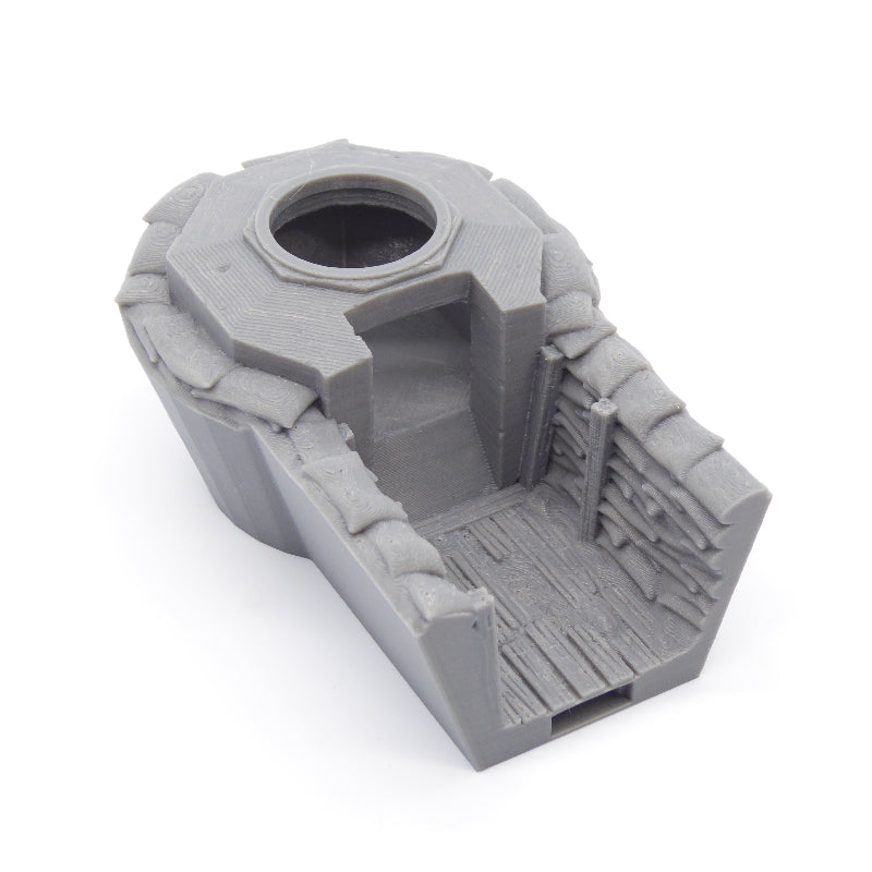 Top-down view of a fortified trench bunker for tabletop wargames