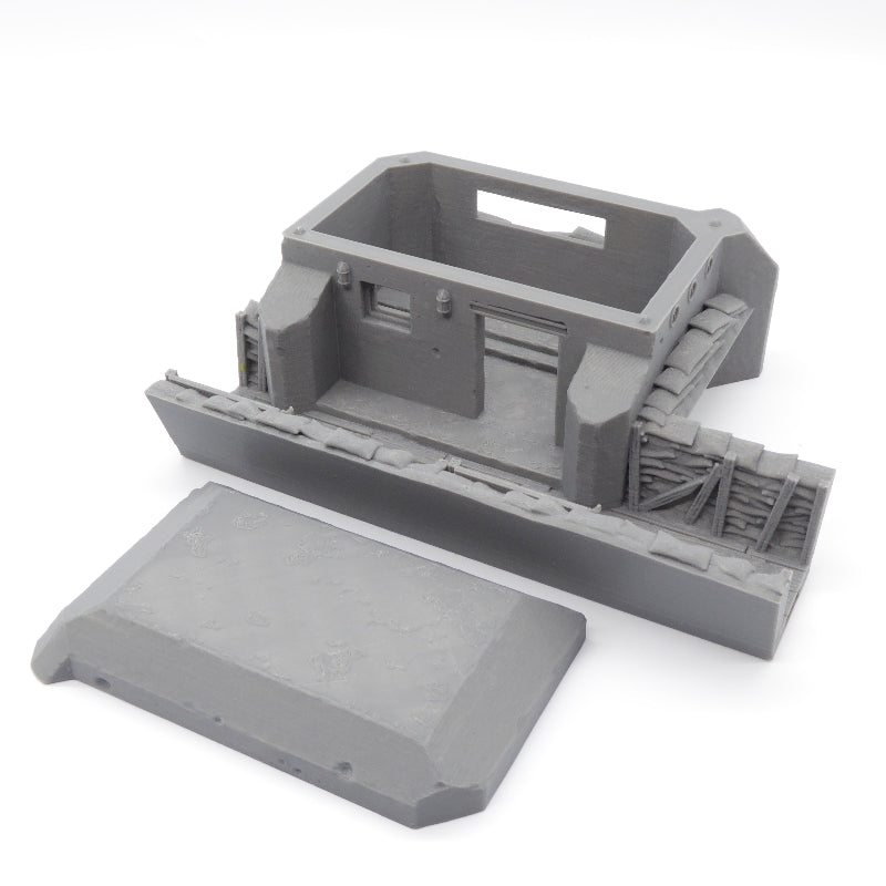 Top-down view of a fortified trench bunker for tabletop wargames
