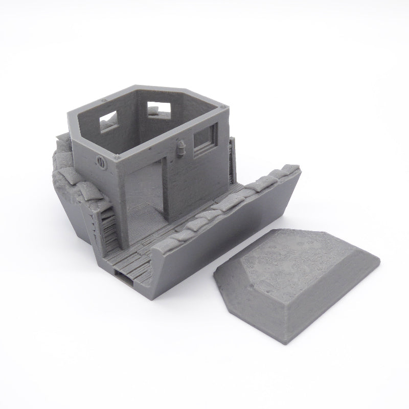 Top-down view of a fortified trench bunker for tabletop wargames