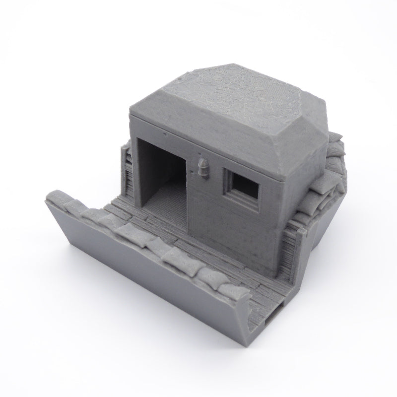Front view of a modular trench section for WW1 and WW2 battlefields
