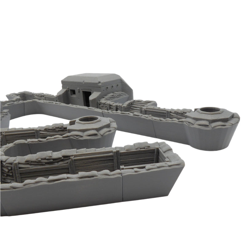 Large trench system for expansive wargaming scenarios, modular and customizable