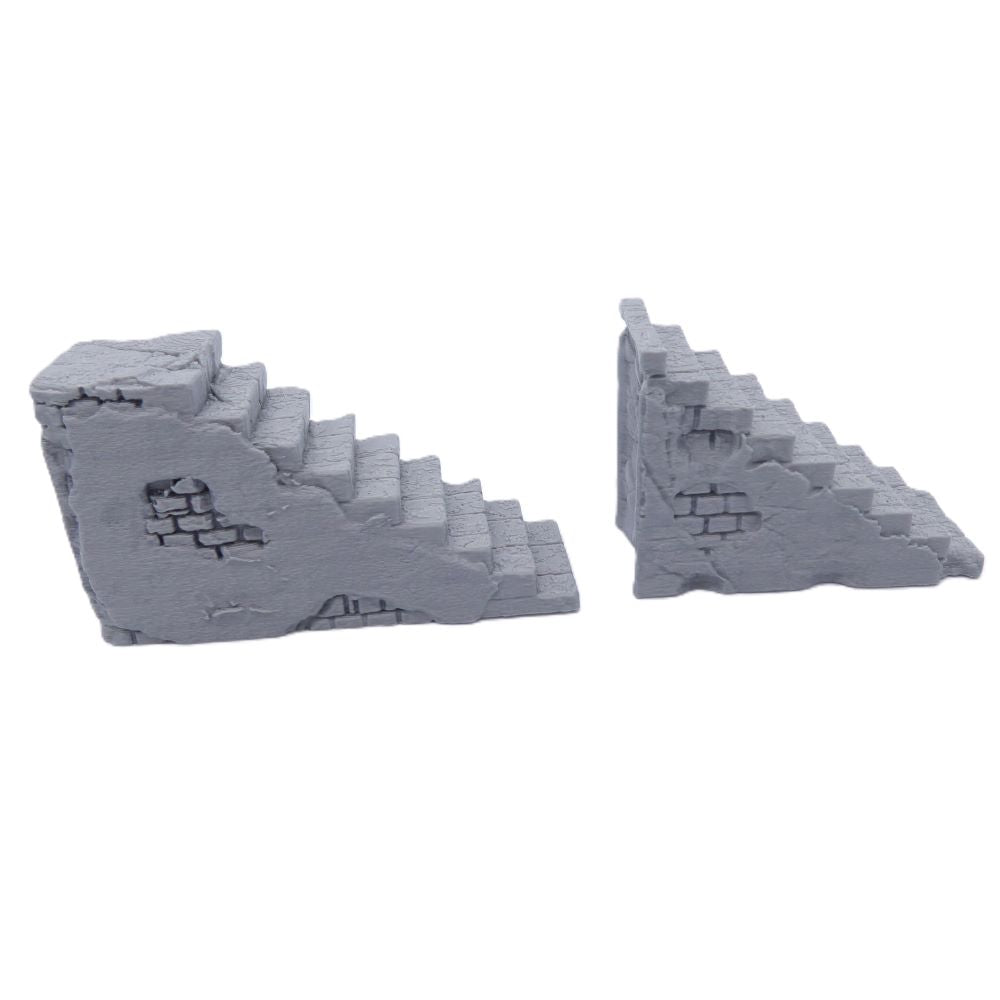 Stairs Parallel & Perpendicular – Set of 2 – 28mm Tabletop Terrain | Modular Accessory