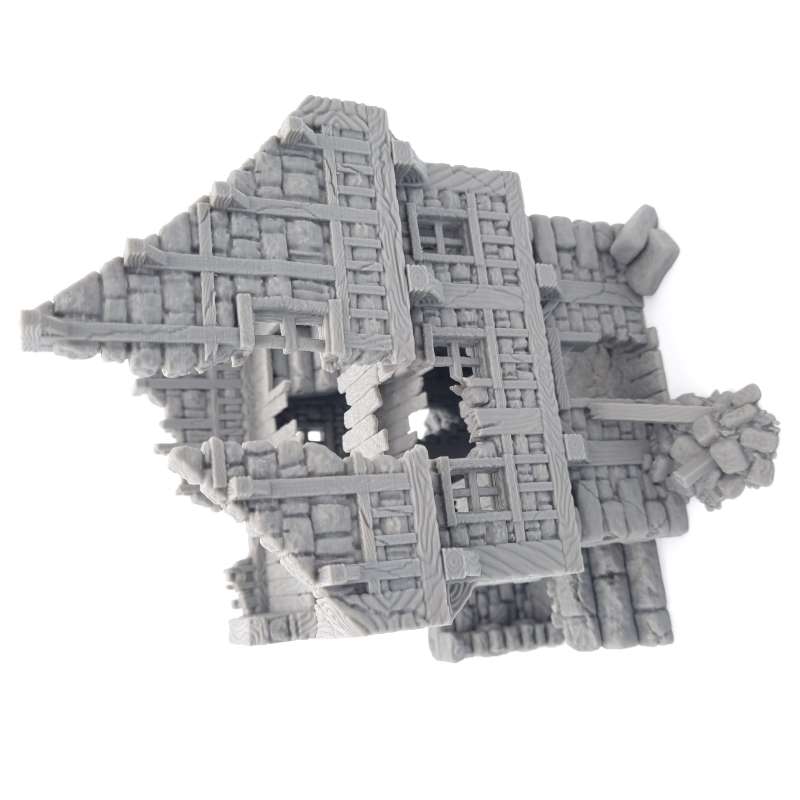 Ruined Large Cottage House v2 Back View