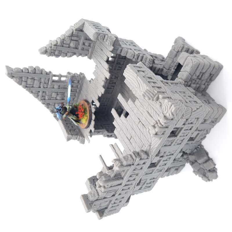 Ruined Large Cottage House v2 Top View