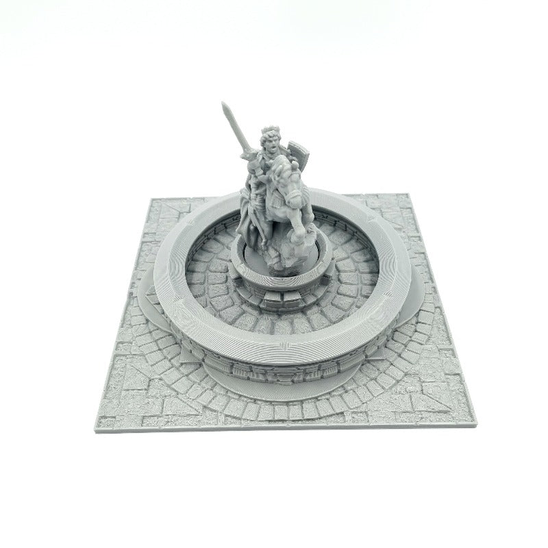 Square Fountain with Knight Statue Top View