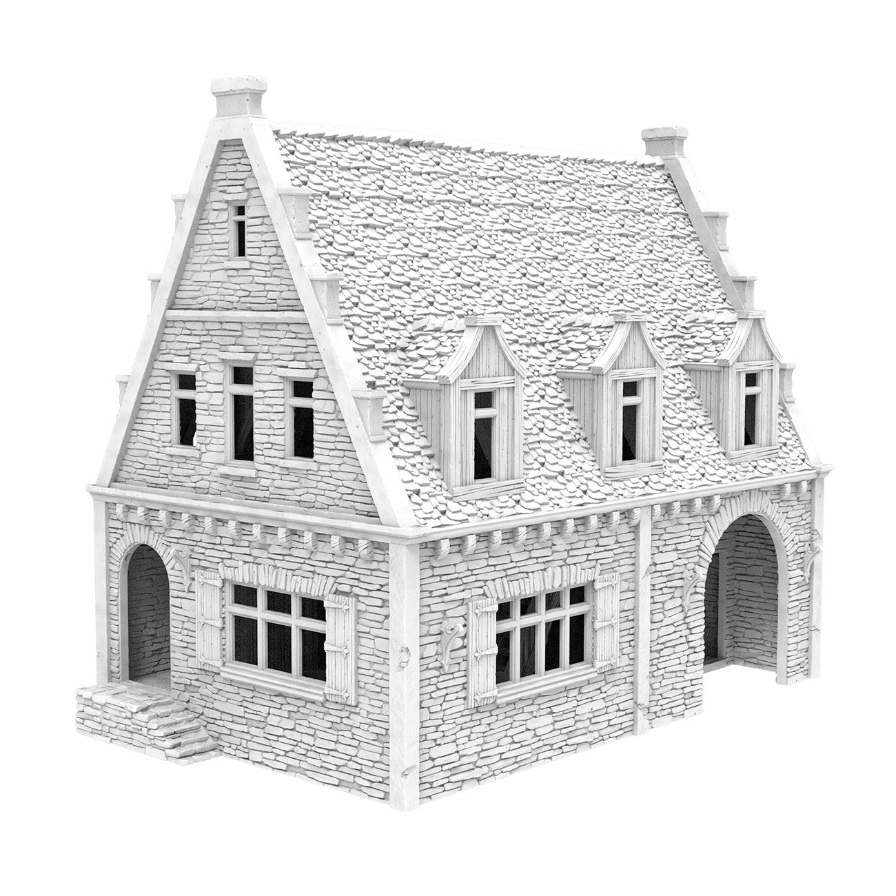 Roadside Inn - Set of 3 Buildings with Wall