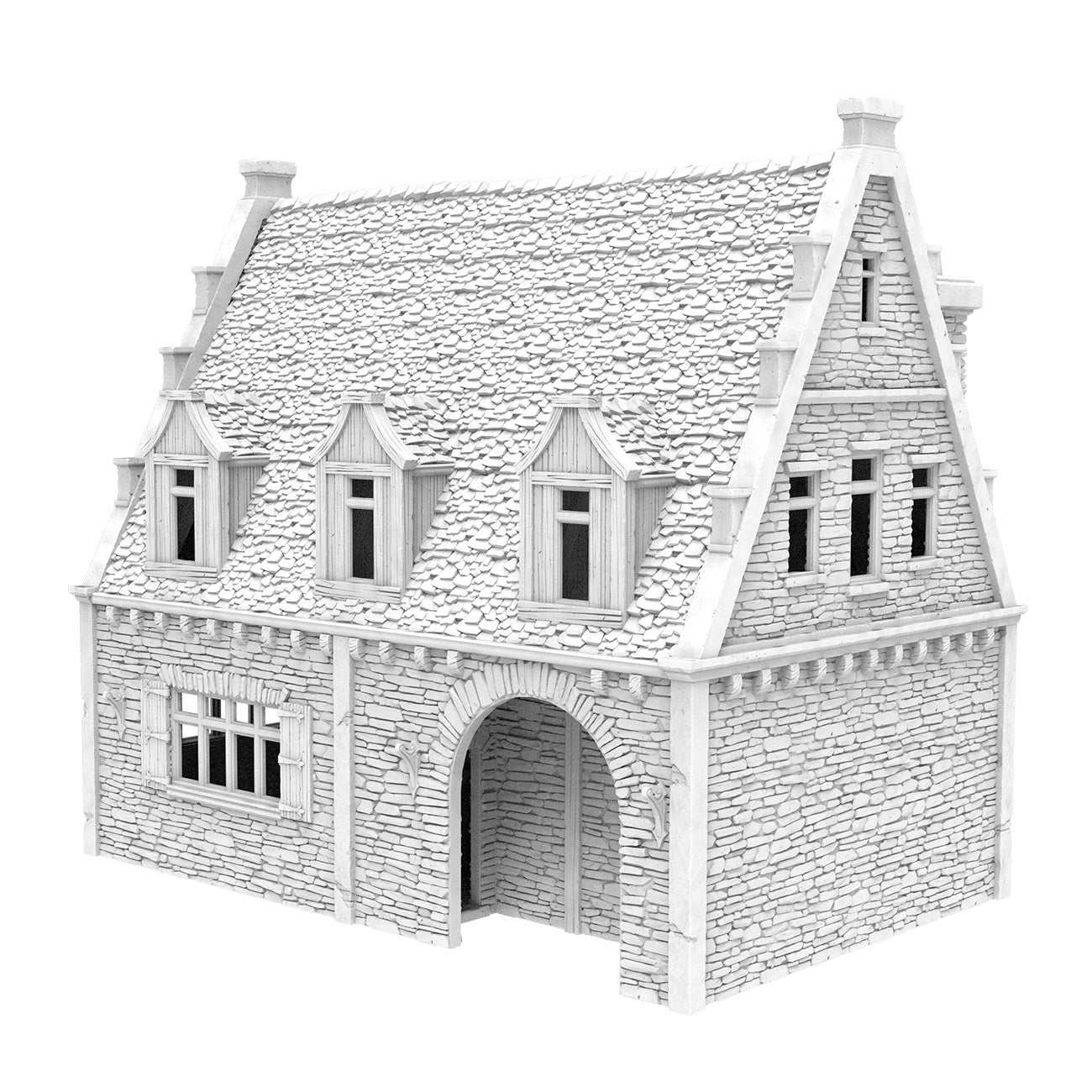 Roadside Inn - Set of 3 Buildings with Wall
