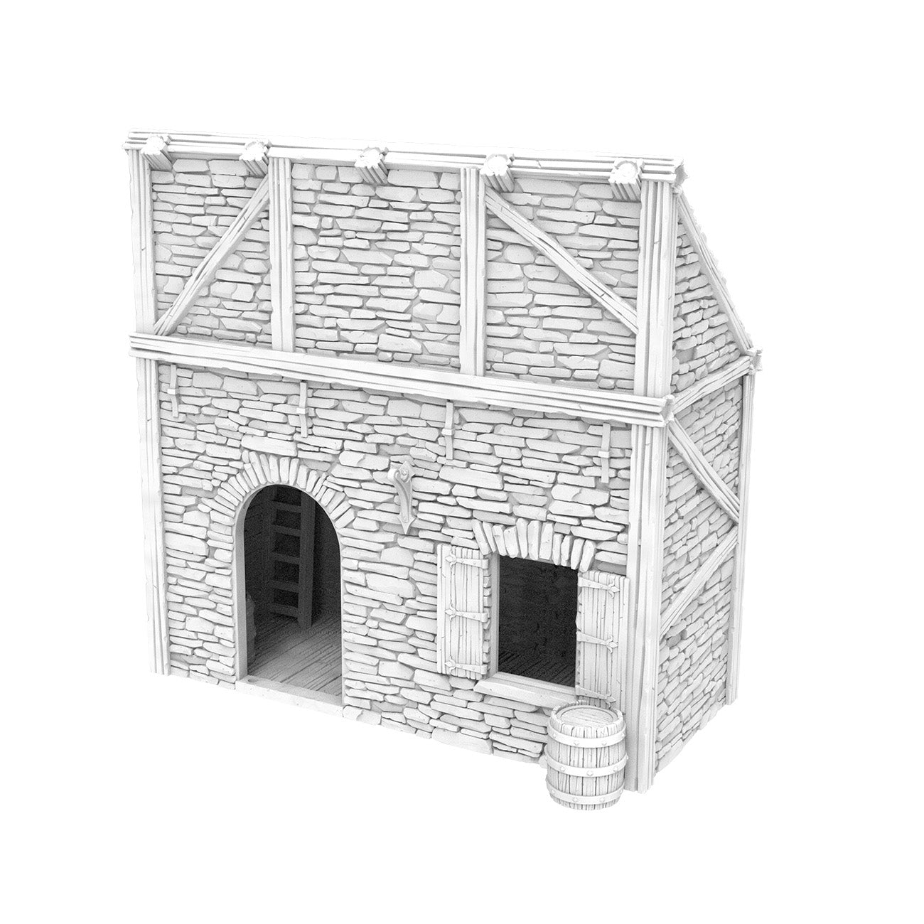 Roadside Inn - Set of 3 Buildings with Wall