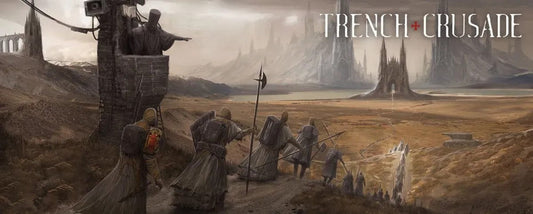 Image of Trench Crusade Game Box: "Trench Crusade game box featuring stunning artwork by Mike Franchina, set in a blasphemous alternate WW1 era.