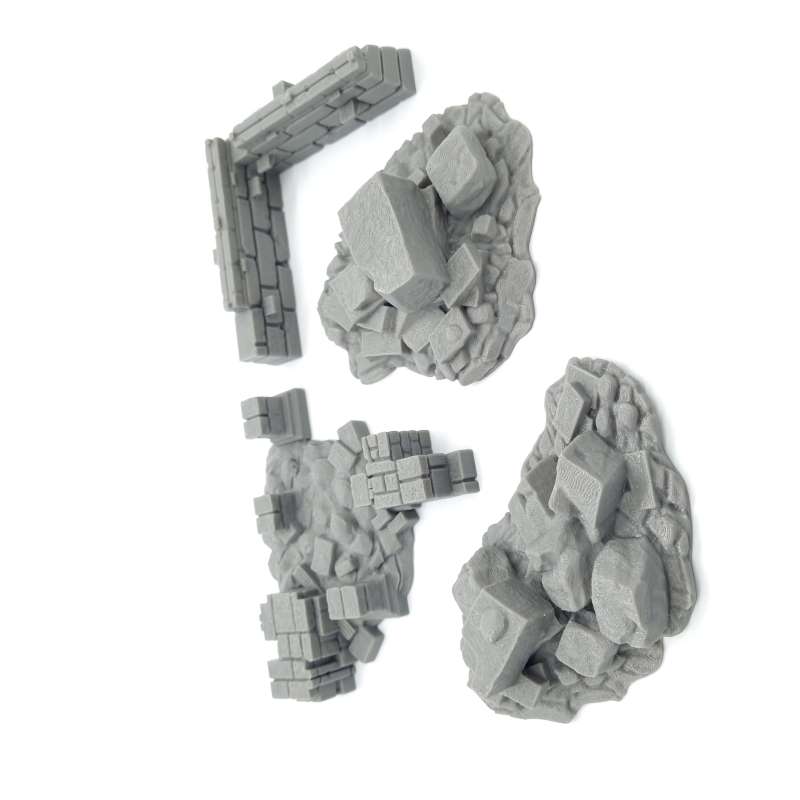 Scatter Ruin Set – Modular Rubble & Rocky Cover Terrain (7 Pieces) for Tabletop Wargaming 28-32mm Scale