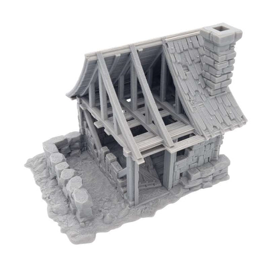 Gray 3D-printed model of a castle on a white background