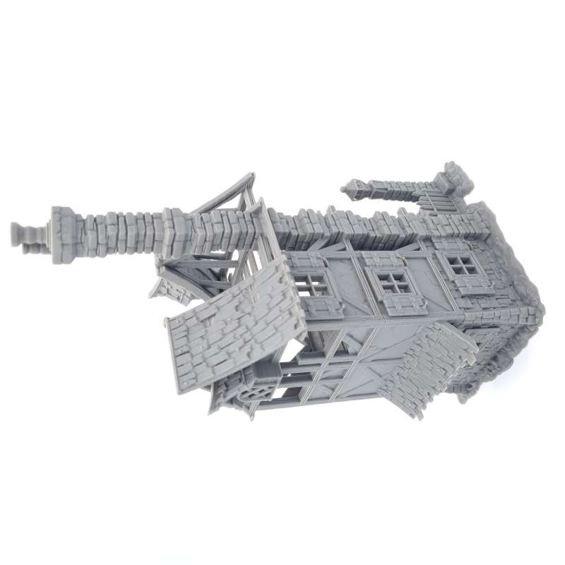House Ruin 06 – Frostguard Town Tall Ruined Tower House (4 Parts) – 28–32mm Terrain