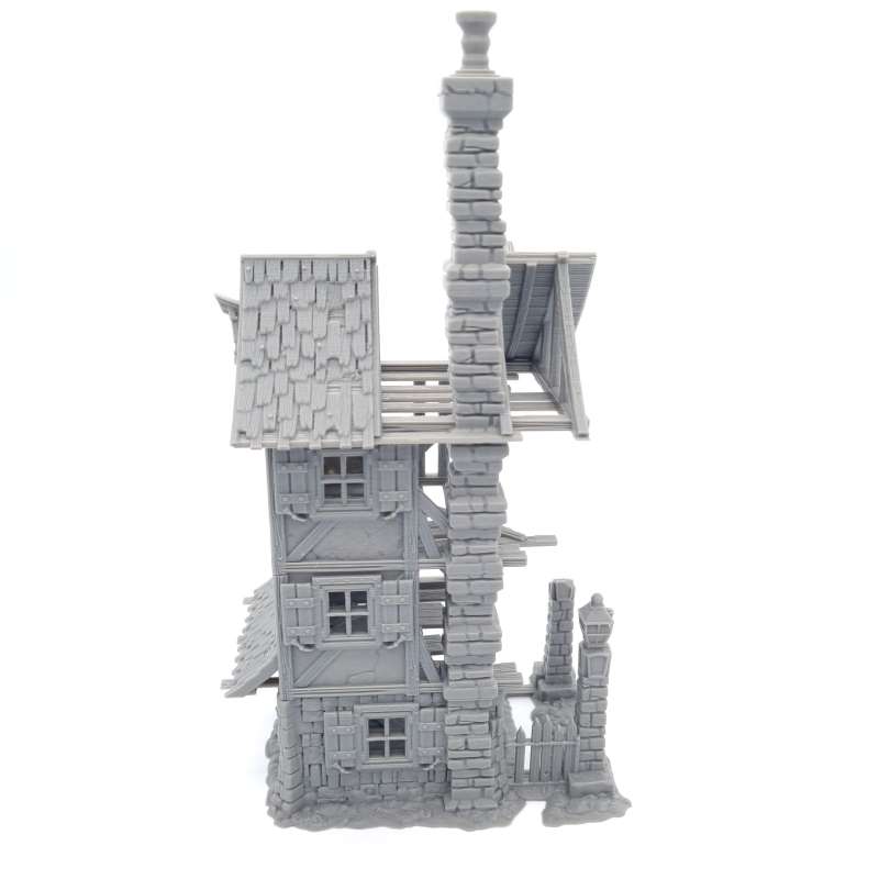 House Ruin 06 – Frostguard Town Tall Ruined Tower House (4 Parts) – 28–32mm Terrain