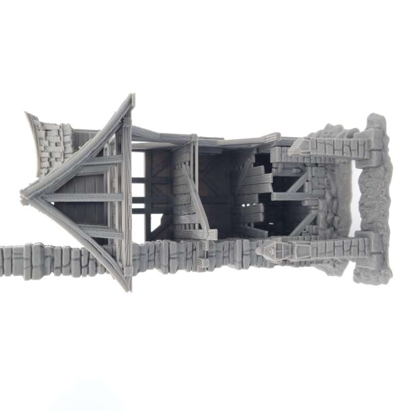 House Ruin 06 – Frostguard Town Tall Ruined Tower House (4 Parts) – 28–32mm Terrain