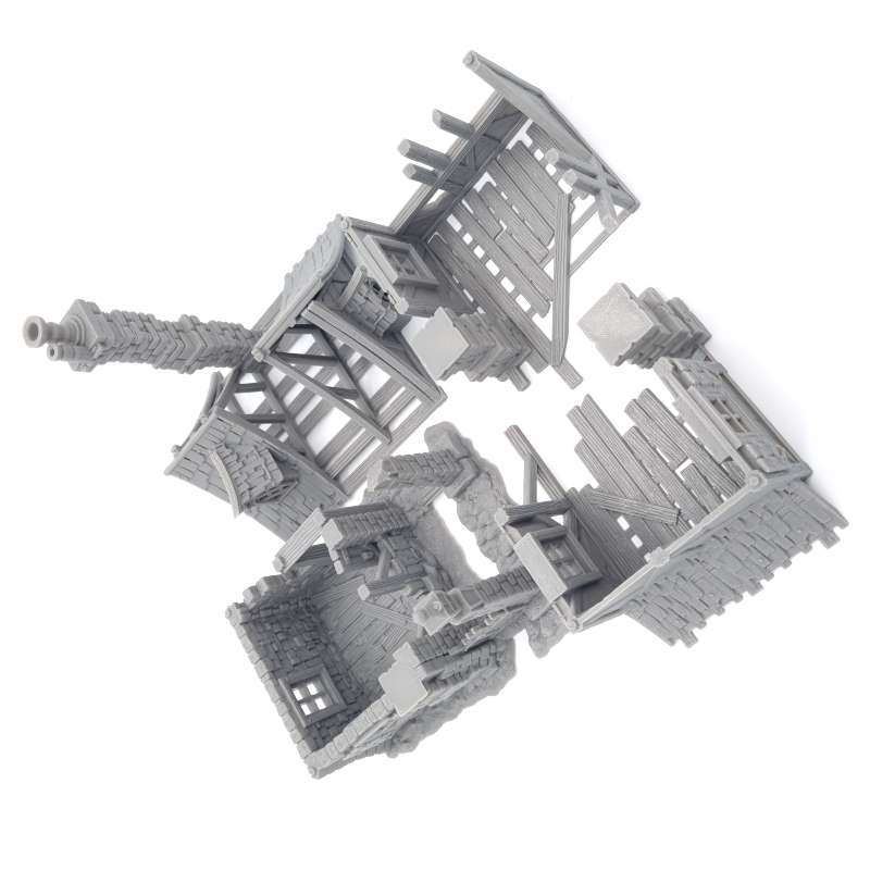House Ruin 06 – Frostguard Town Tall Ruined Tower House (4 Parts) – 28–32mm Terrain