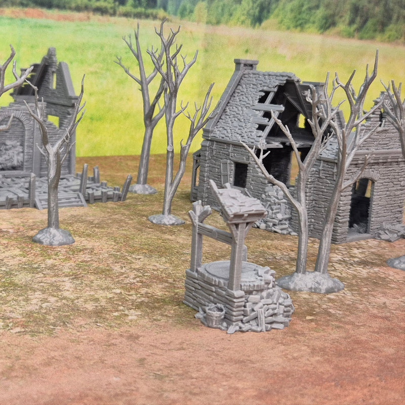 Ruined Stone Water Well for Tabletop Games | 28-32mm Scale – European Style