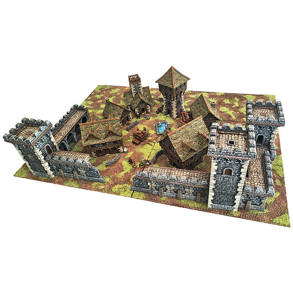 QP3D - Puente Medieval con pilares - Plataforma de fantasía para Mesa y RPG de 28 a 32 mm en Miniatura, Accesorios de Juego de Guerra DND D&D