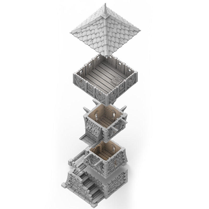 QP3D Rovine Di Pilastri In Battaglia - Terreno Stampato 3D Per Wargame E D&D, Dimensioni 18x14x21 Cm, PLA Verniciabile