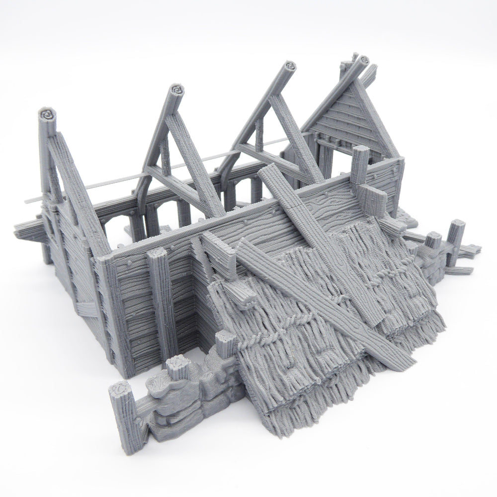 3D-printed model of a wooden structure on a white background