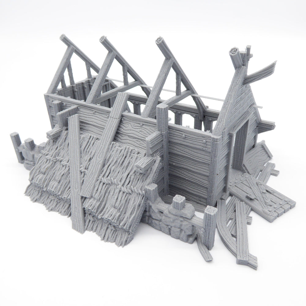 Gray 3D-printed model of a fort or enclosure on a white background