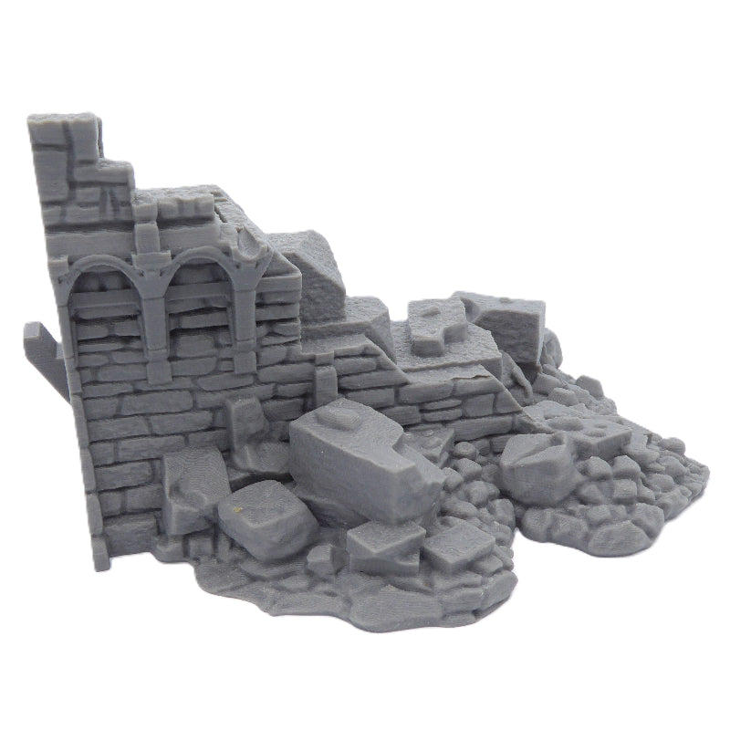 Gray stone ruins model on a white background