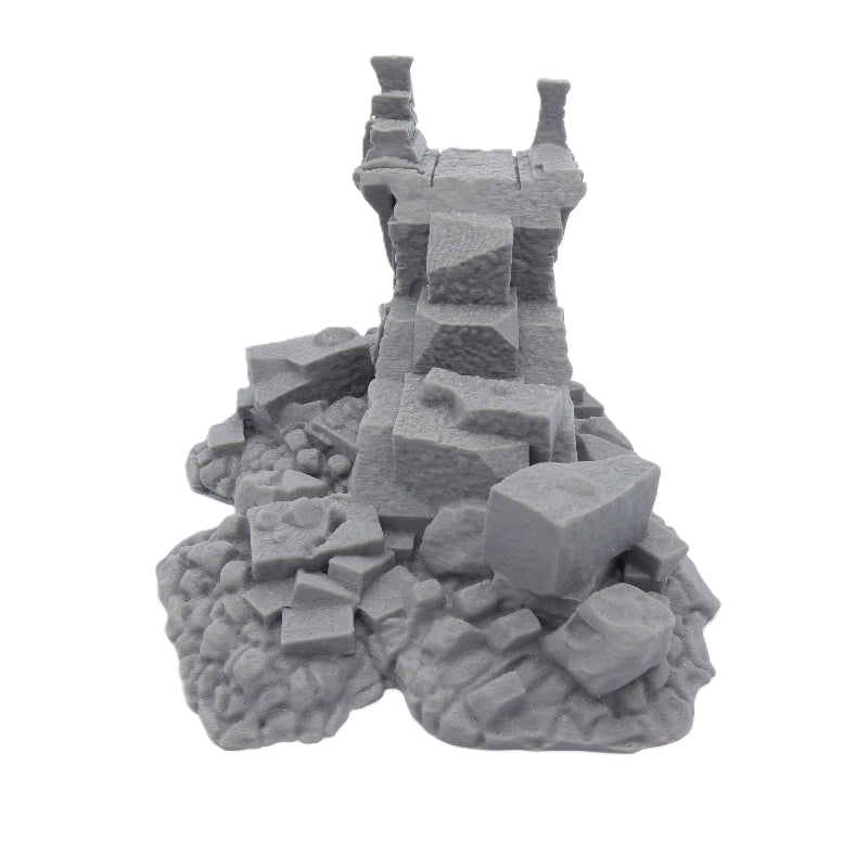 Modular Ruined Castle Wall Section M End - Medieval Wargaming Terrain Scenery