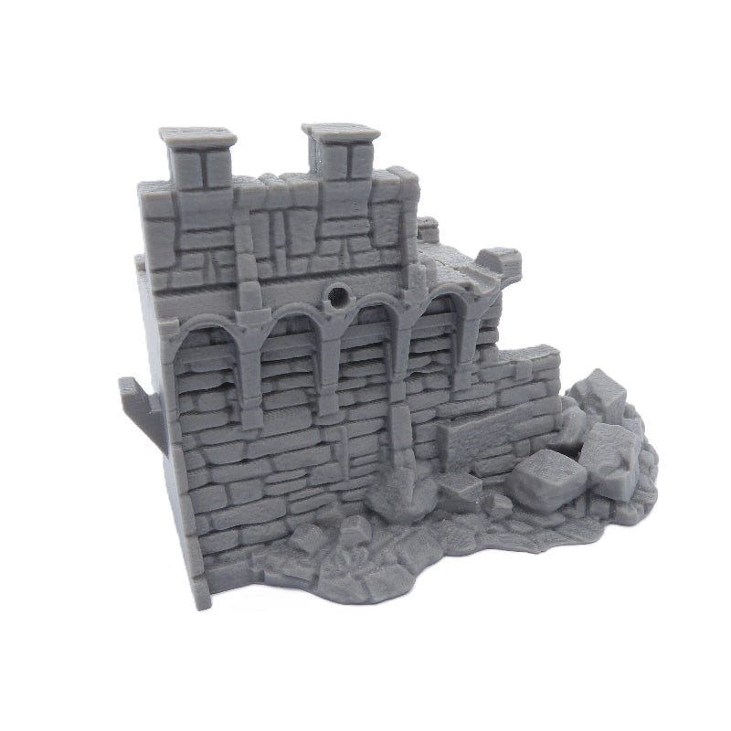 Gray stone castle model on a white background
