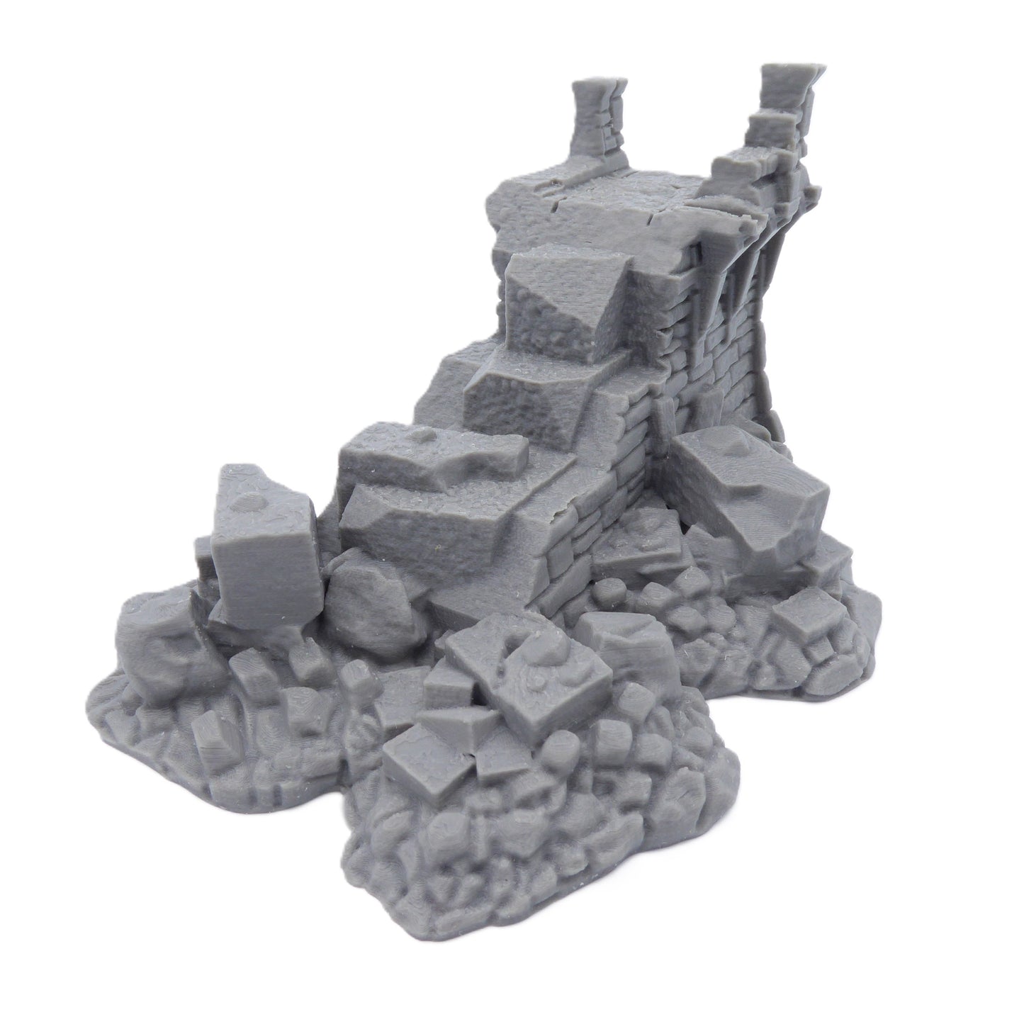 Modular Ruined Castle Wall Section F End - Medieval Wargaming Terrain Scenery