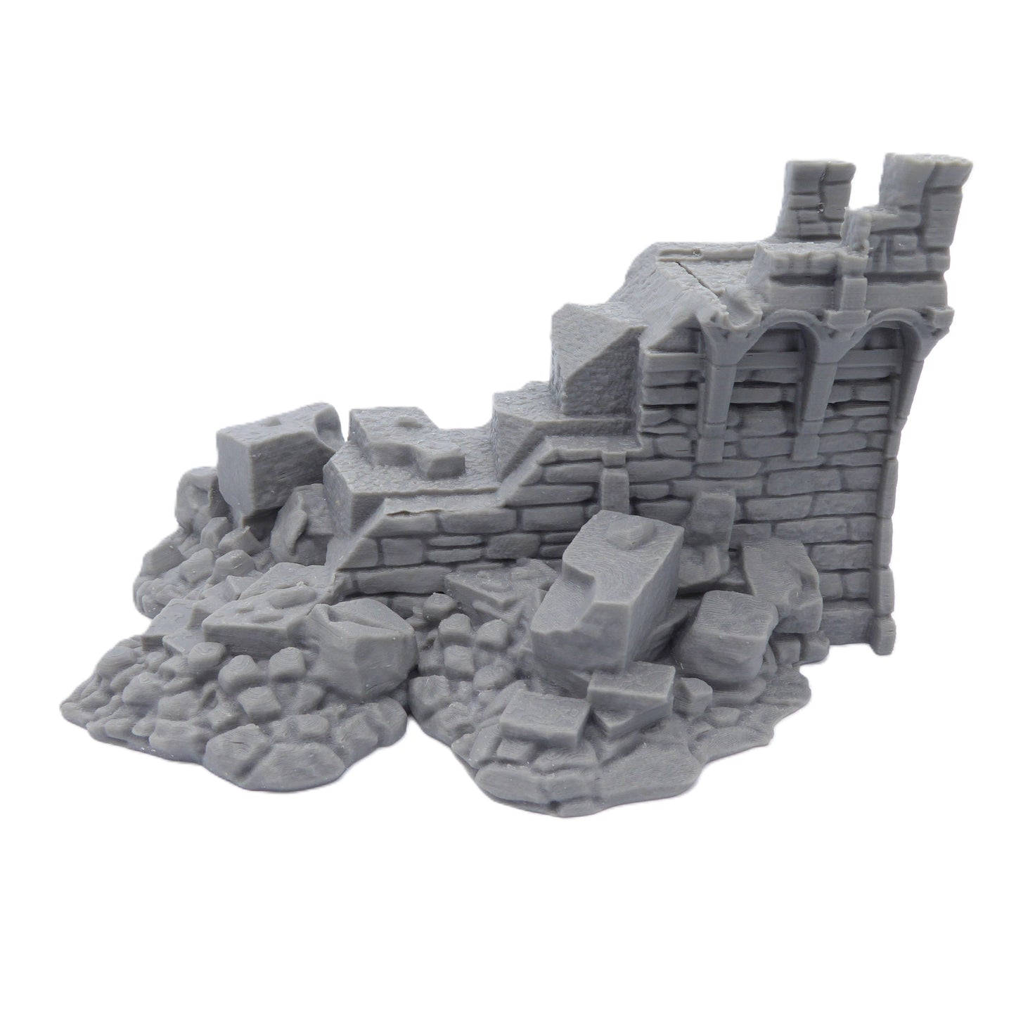 Modular Ruined Castle Wall Section F End - Medieval Wargaming Terrain Scenery