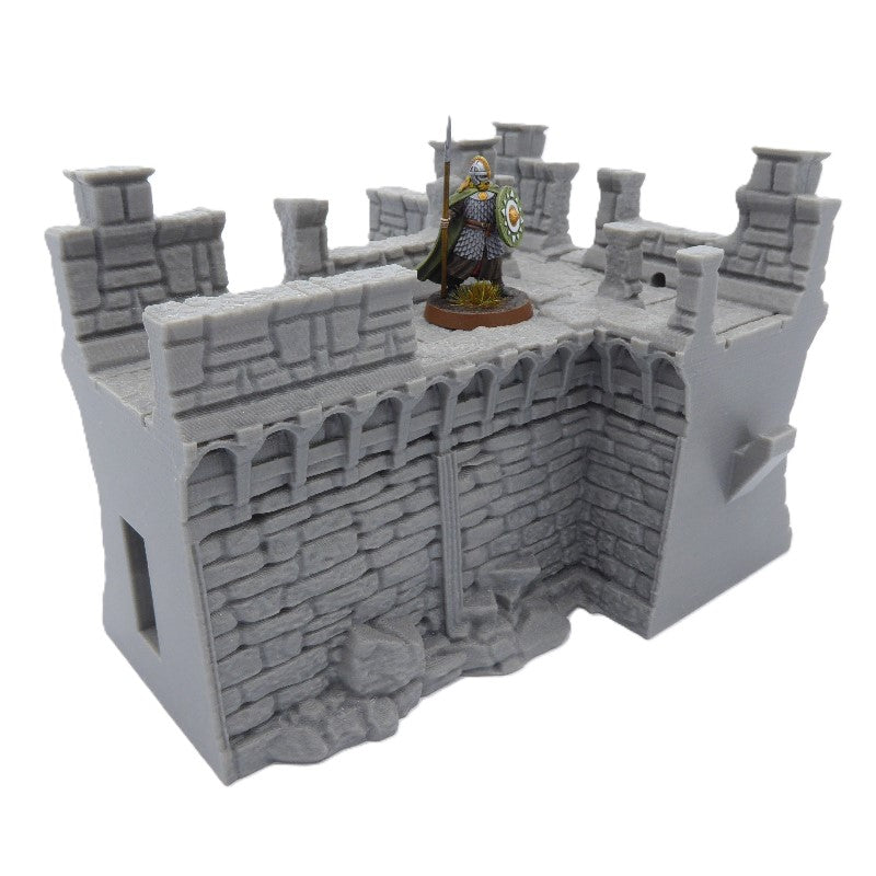 Modular Ruined Castle Wall T Section MFF - Medieval Wargaming Terrain Scenery