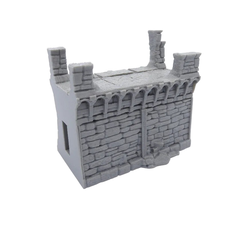 Gray stone castle model on a white background