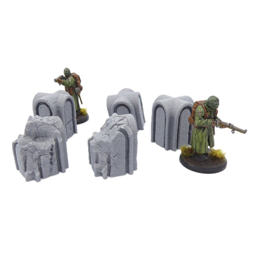 Set of 5 Trench Tank Traps – 28mm Tabletop Terrain | Anti-Tank Obstacles