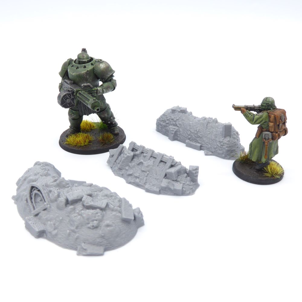 Set of 3 Trench Barricades – 28mm Tabletop Terrain | Modular Battlefield Scatter